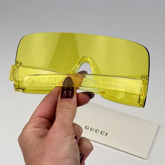 Gucci GG1631S 009 BRAND NEW Sunglasses Yellow Shield Unisex GG 1631S - Picture 5 of 13